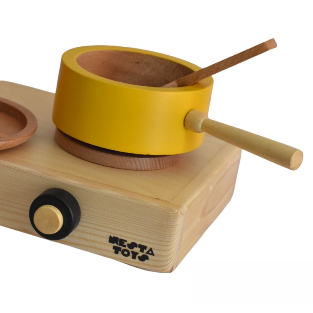 NESTA TOYS - Kitchen Play Set | Beech Wood Cooking Set (9 Pcs) - Tinycubs - 