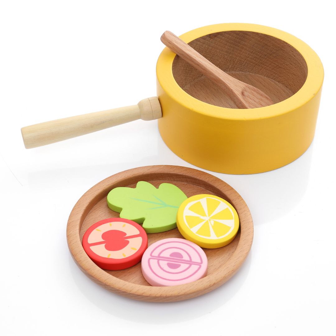 NESTA TOYS - Kitchen Play Set | Beech Wood Cooking Set (9 Pcs) - Tinycubs - 