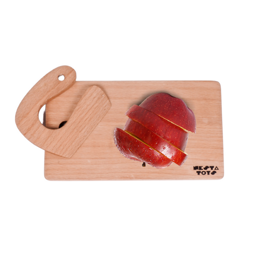 NESTA TOYS - Montessori Chopping Board & Knife | Safe Cutting Tool for Kids | Kids Cooking Knife - Tinycubs - 