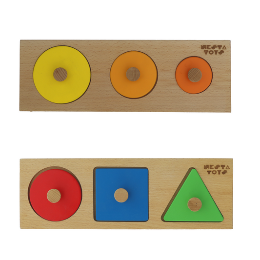 NESTA TOYS - Montessori Early Math Puzzle Combo - Shapes & Circle Seriation - Tinycubs - 