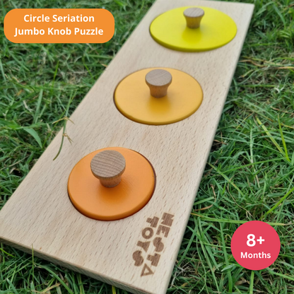 NESTA TOYS - Montessori Wooden Circle Seriation Puzzle | Jumbo Knob Educational Shapes Puzzles for Baby - Tinycubs - 