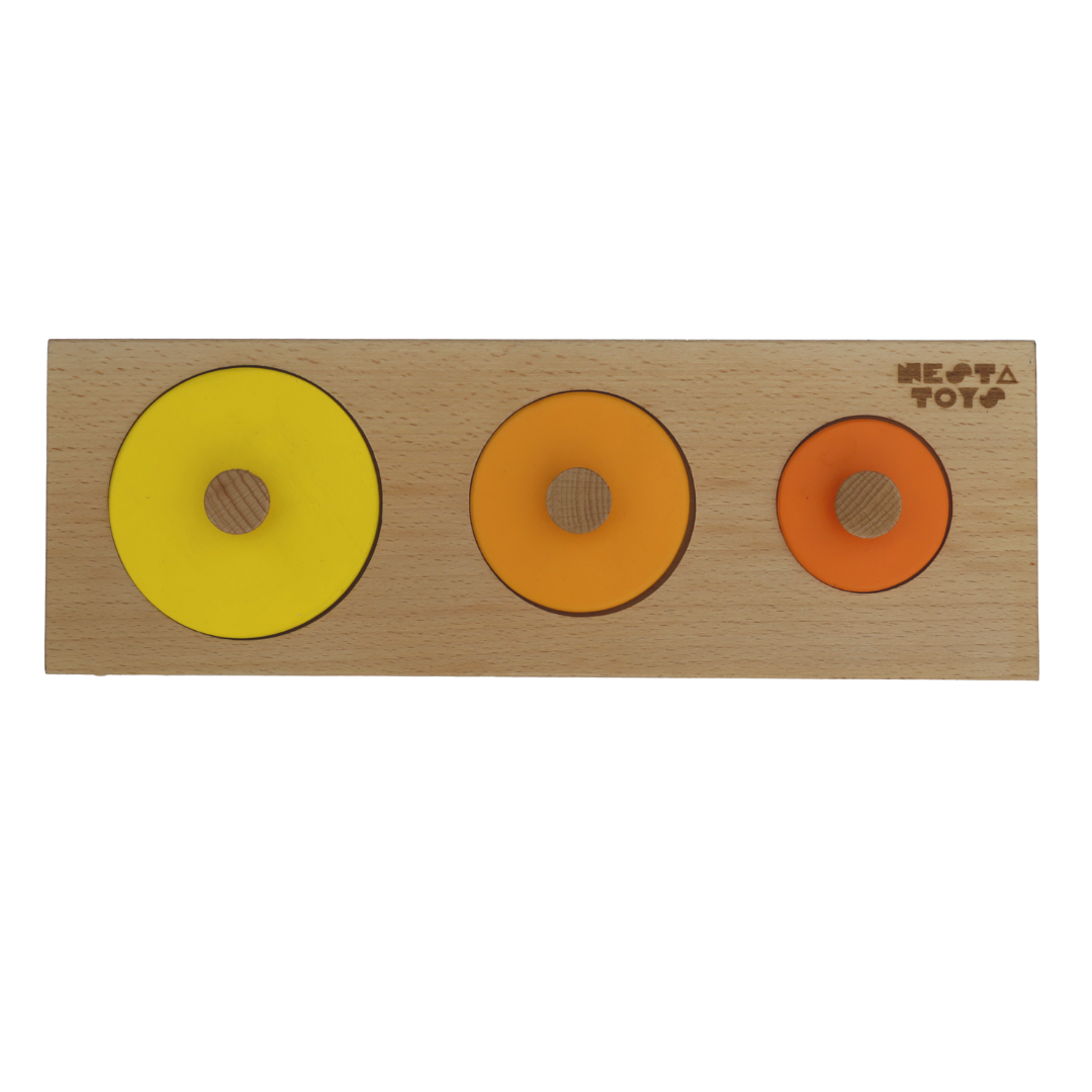 NESTA TOYS - Montessori Wooden Circle Seriation Puzzle | Jumbo Knob Educational Shapes Puzzles for Baby - Tinycubs - 