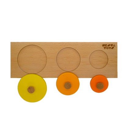 NESTA TOYS - Montessori Wooden Circle Seriation Puzzle | Jumbo Knob Educational Shapes Puzzles for Baby - Tinycubs - 