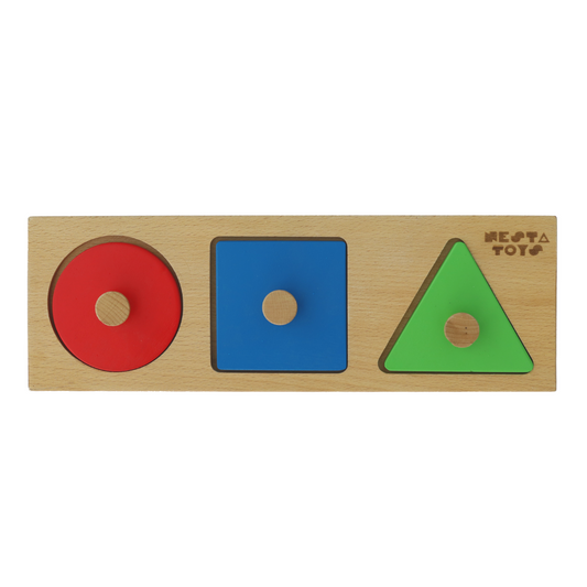 NESTA TOYS - Montessori Wooden Shapes Jumbo Knob Puzzles | First Puzzle Set for Baby Toddler - Tinycubs - 