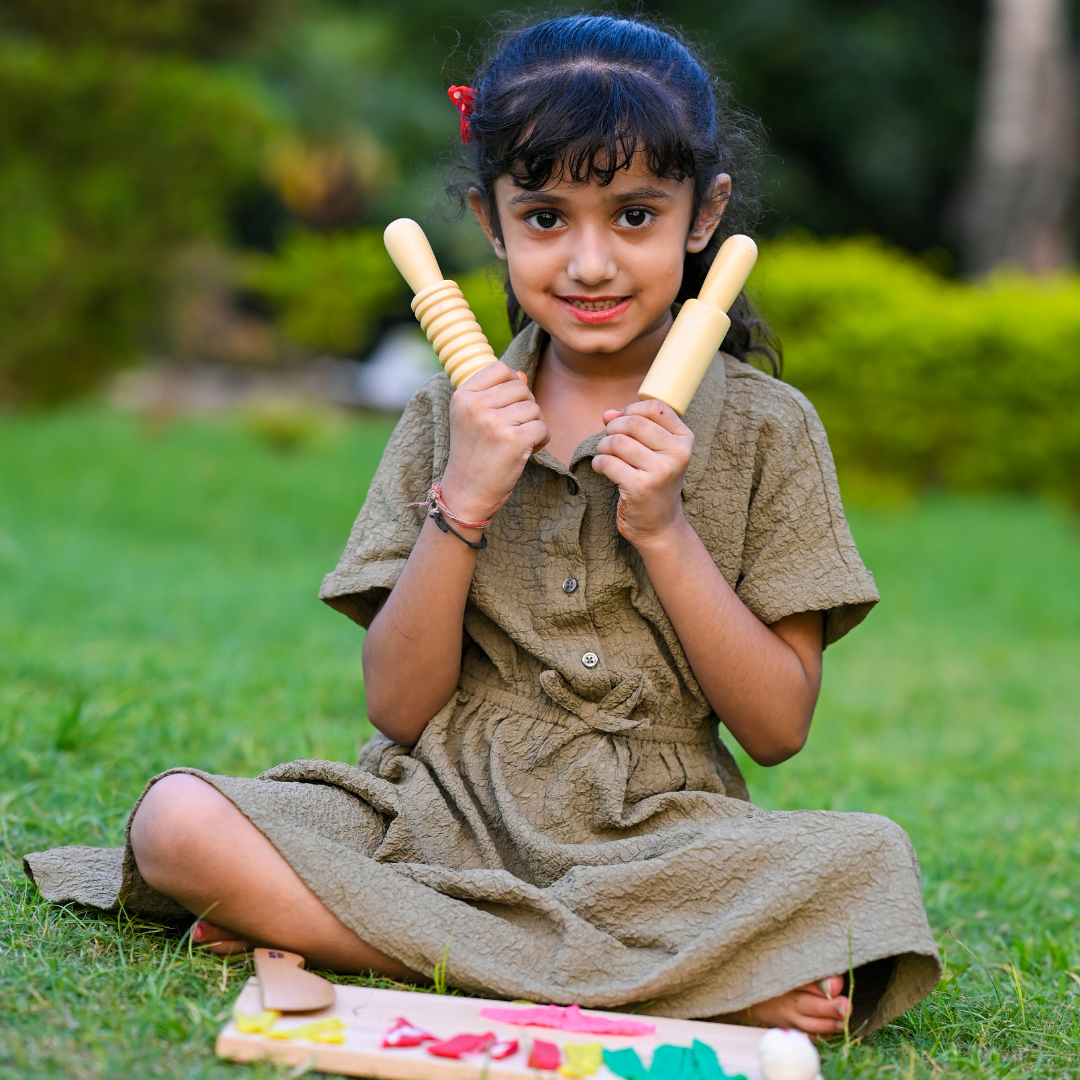 NESTA TOYS - Play Dough Kit | Rolling Pins & Knife | Pretend Play Kitchen Toys - Tinycubs - 