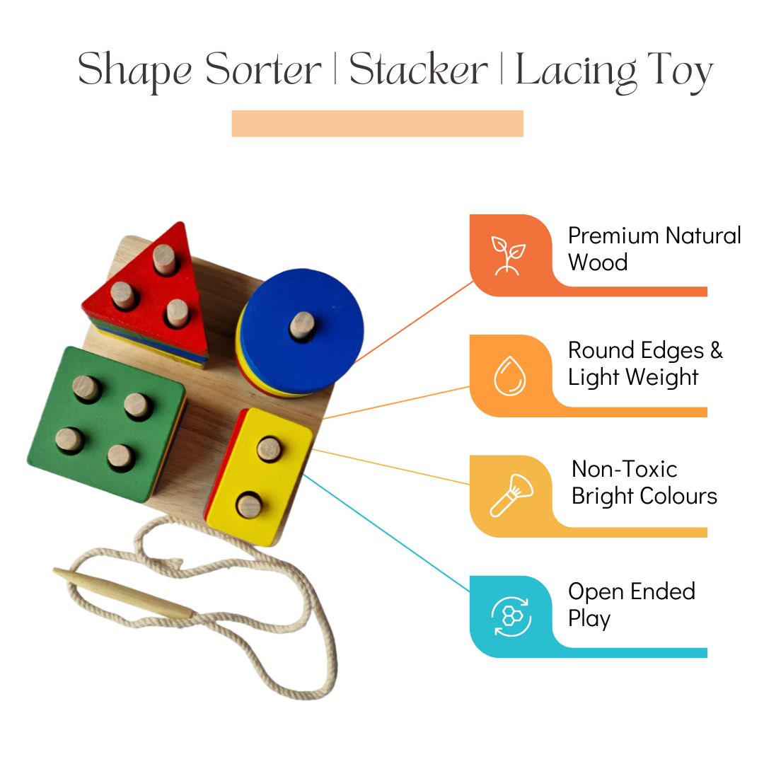 NESTA TOYS - Shape Sorter | Stacker | Lacing Toy - Tinycubs - 