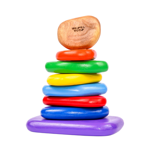 NESTA TOYS - Wooden Balancing Pebbles | Rainbow Stacking Sensory Toy (8 Pcs) - Tinycubs - 