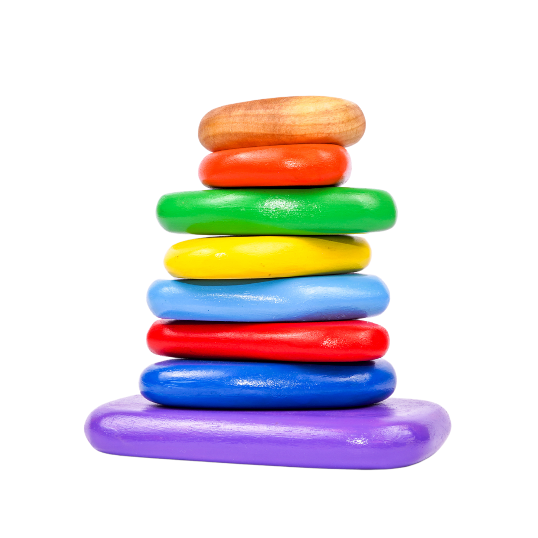 NESTA TOYS - Wooden Balancing Pebbles | Rainbow Stacking Sensory Toy (8 Pcs) - Tinycubs - 