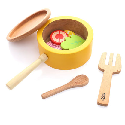 NESTA TOYS - Wooden Gas Stove and Cooking Set (10 Pcs) - Tinycubs - 