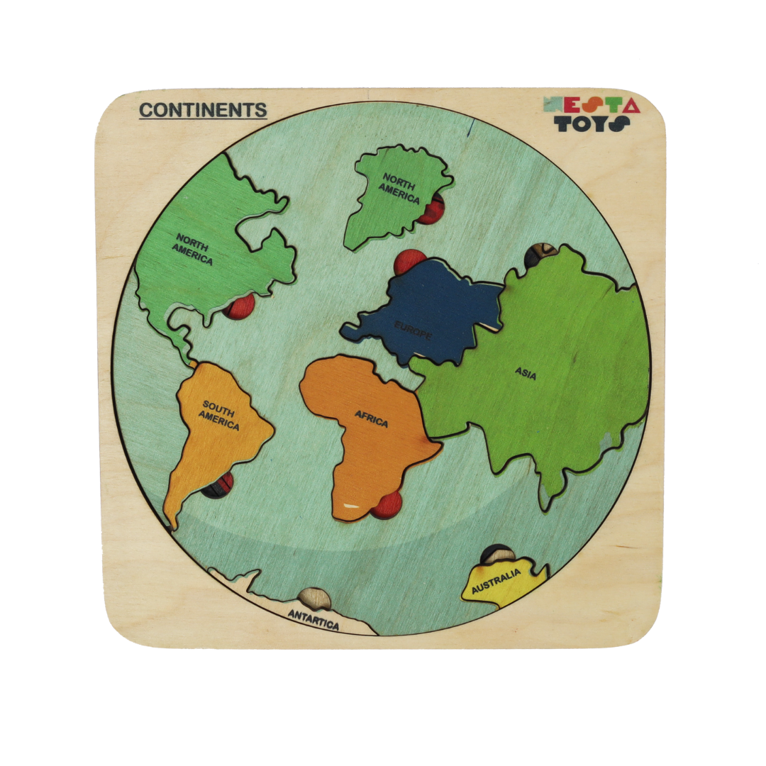 NESTA TOYS - World Map with Continents & Earth Core | Montessori Wooden Puzzle - Tinycubs - 