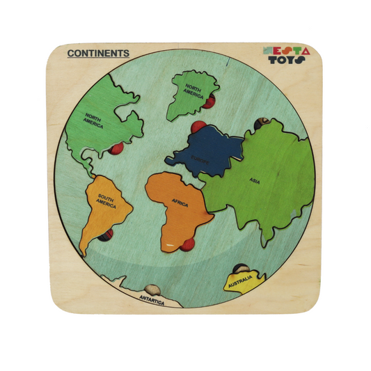 NESTA TOYS - World Map with Continents & Earth Core | Montessori Wooden Puzzle - Tinycubs - 