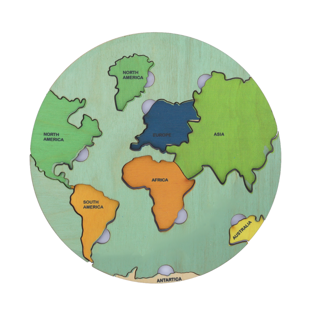 NESTA TOYS - World Map with Continents & Earth Core | Montessori Wooden Puzzle - Tinycubs - 