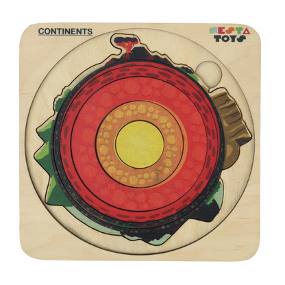 NESTA TOYS - World Map with Continents & Earth Core | Montessori Wooden Puzzle - Tinycubs - 