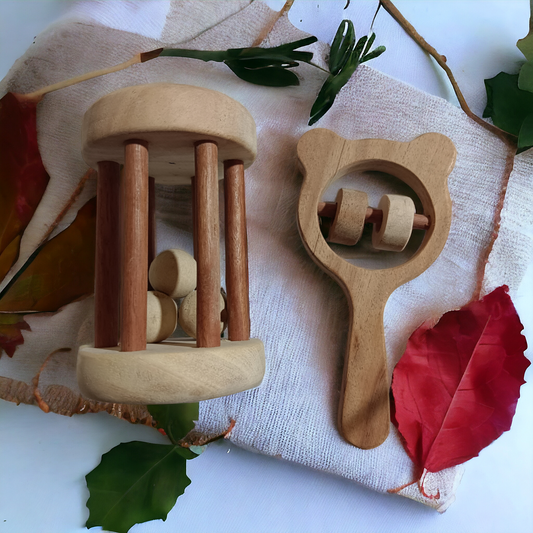 Neem Wooden Tumbler & Mickey Head Rattles - Tinycubs - 