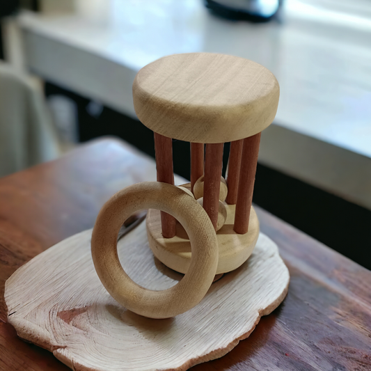 Neem Wooden Tumbler Rattle & Ring Teether - Tinycubs - 
