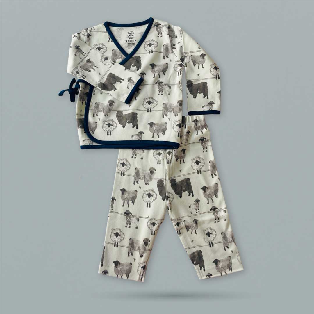 Newborn Baby Clothing Set | Sheep Jhabla, & Legging - Tinycubs - 