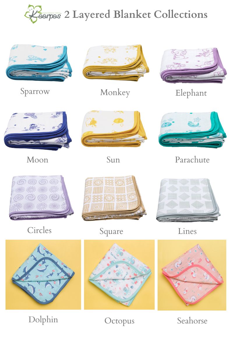 Ocean Dive' 2 layer organic muslin blanket : Dolphin - Tinycubs - 