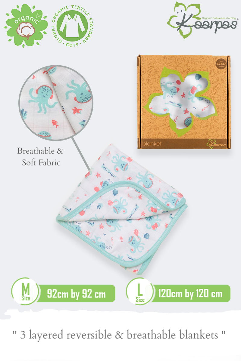 Ocean Dive' 2 layer organic muslin blanket : Octopus - Tinycubs - 