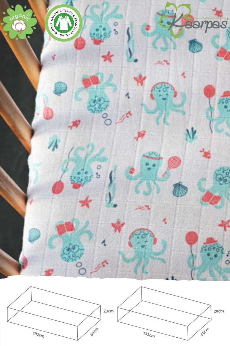 Ocean Dive' Cotton Fitted Cot Crib Sheet : Octopus - Tinycubs - 
