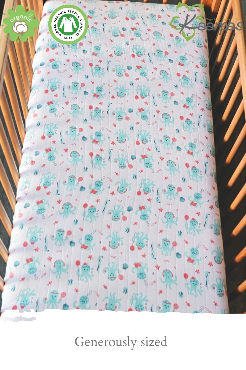 Ocean Dive' Cotton Fitted Cot Crib Sheet : Octopus - Tinycubs - 