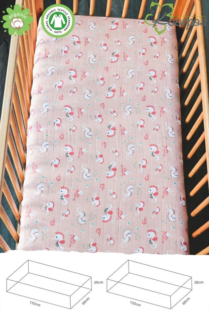 Ocean Dive' Cotton Fitted Cot Crib Sheet : Seahorse - Tinycubs - 