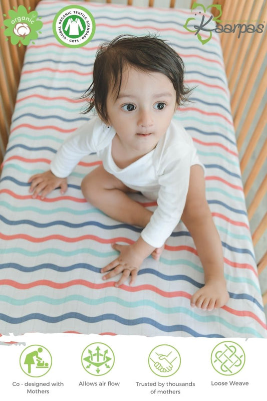 Ocean Dive' Cotton Fitted Cot Crib Sheet : Waves - Tinycubs - 