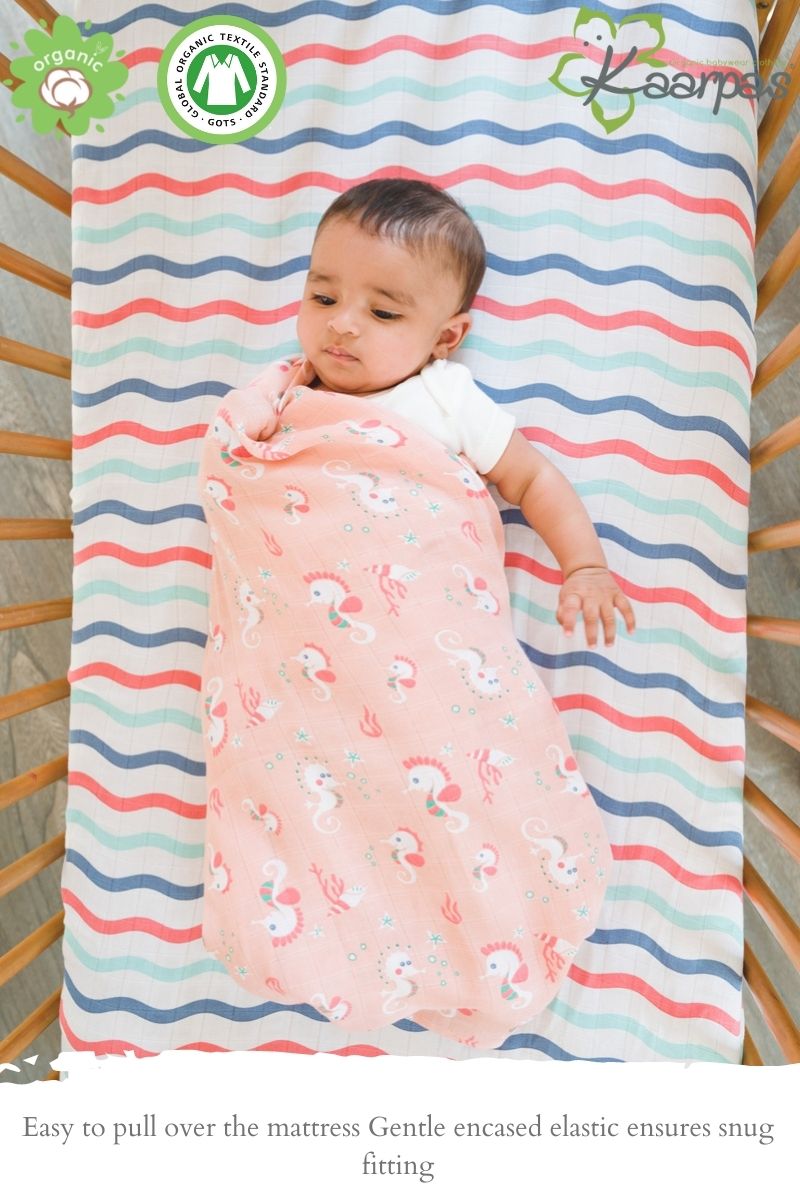Ocean Dive' Cotton Fitted Cot Crib Sheet : Waves - Tinycubs - 