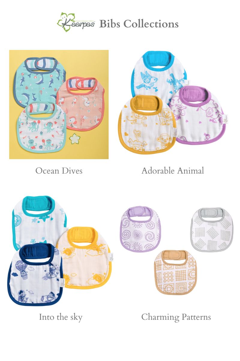Ocean Dive' Organic Cotton Baby Bibs - Pack Of 3 - Octopus, Seahorse & Dolphin - Tinycubs - 