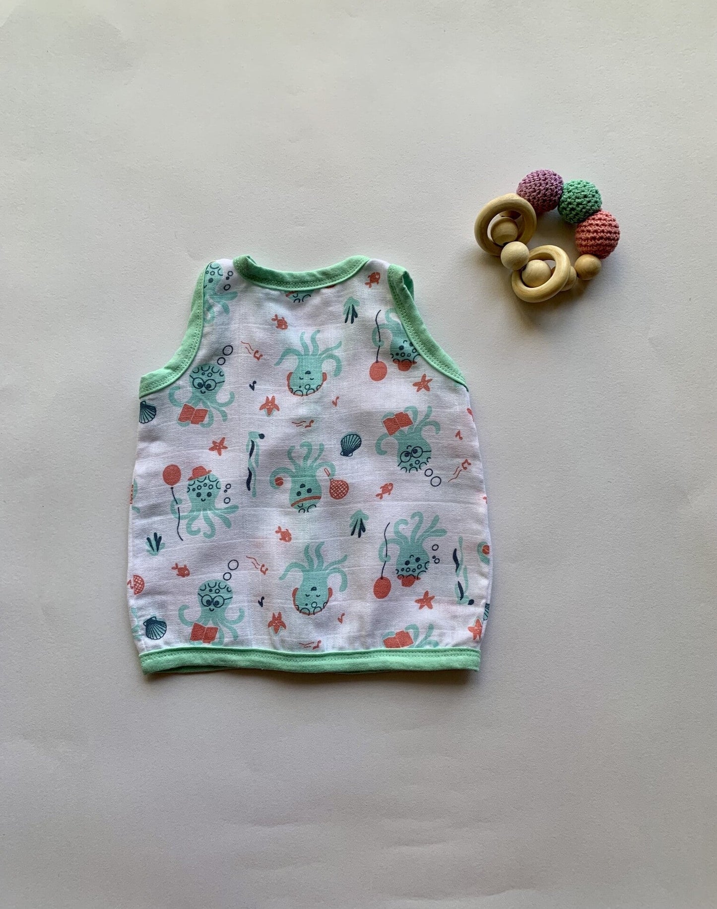 Ocean Dive organic muslin front open Jhabla top 1 pack: Octopus - Tinycubs - 