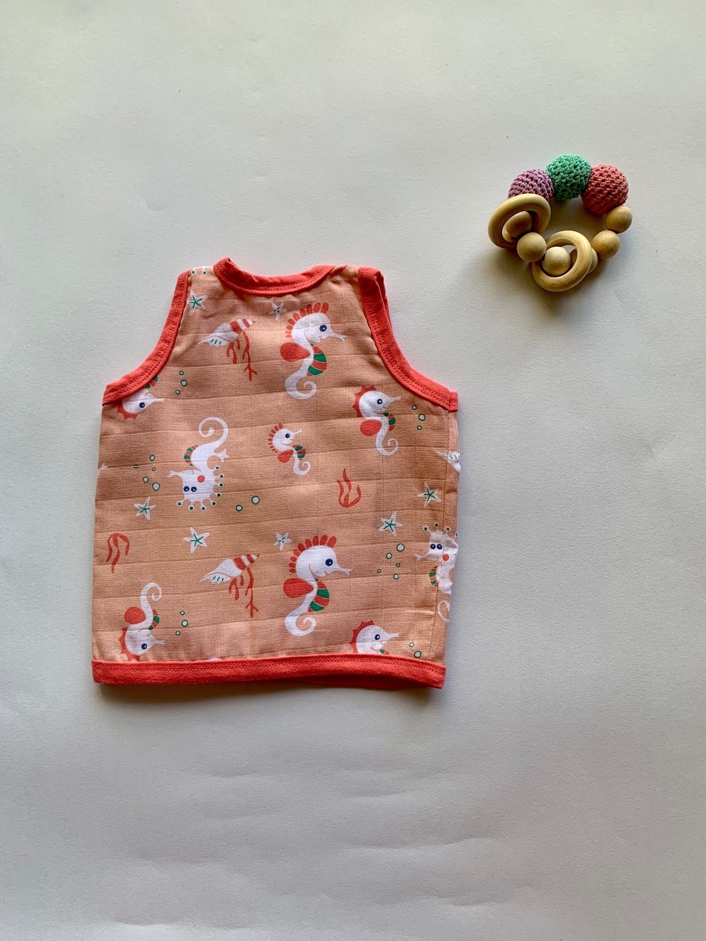 Ocean Dive organic muslin front open Jhabla top 1 pack: Seahorse - Tinycubs - 