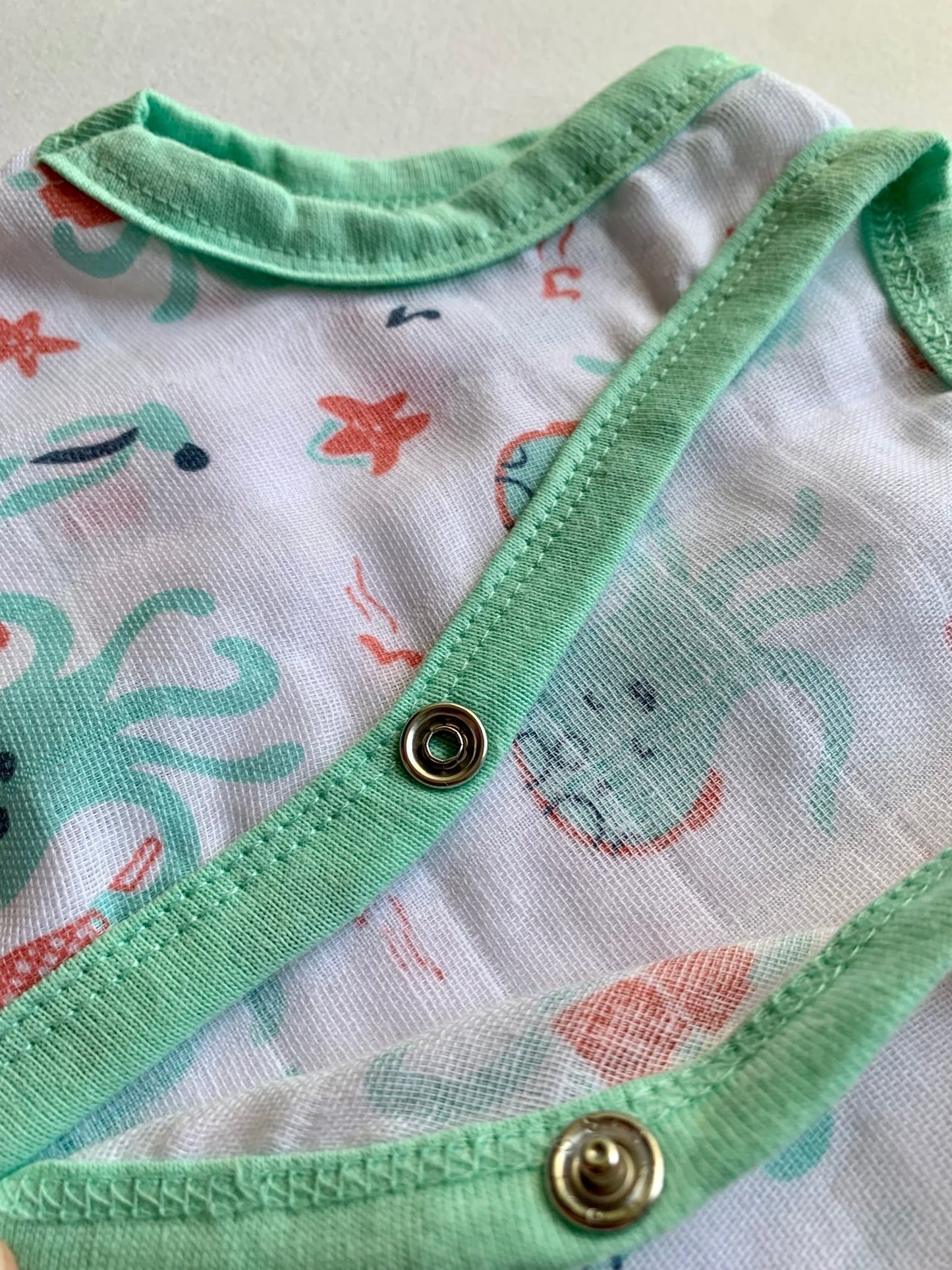 Ocean Dive organic muslin front open Jhabla top 2 pack: Octopus, Seahorse - Tinycubs - 