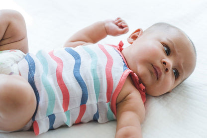 ‘Ocean Dive’ organic muslin top with knots 1 pack: Dreamy Waves - Tinycubs - 