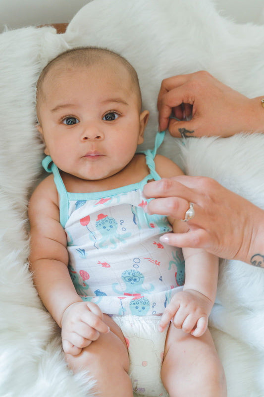 ‘Ocean Dive’ organic muslin top with knots 1 pack: Octopus - Tinycubs - 