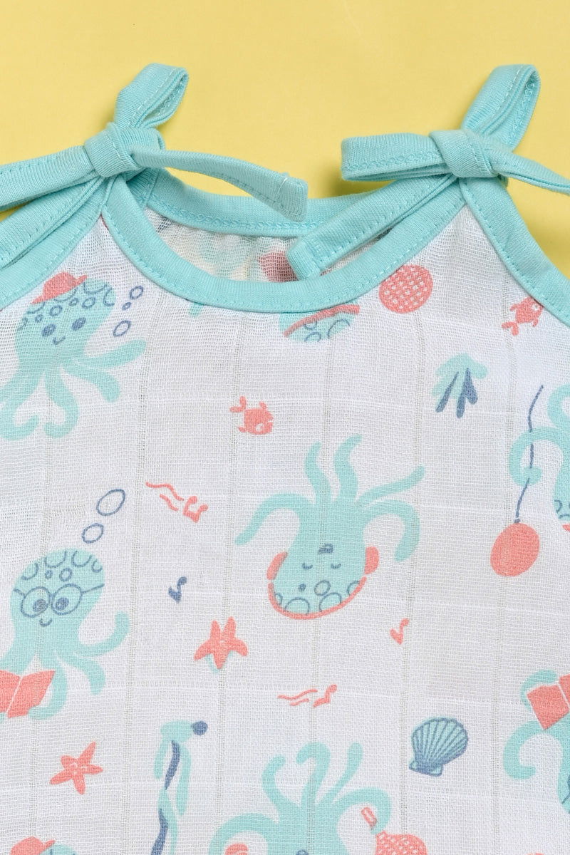 ‘Ocean Dive’ organic muslin top with knots 1 pack: Octopus - Tinycubs - 