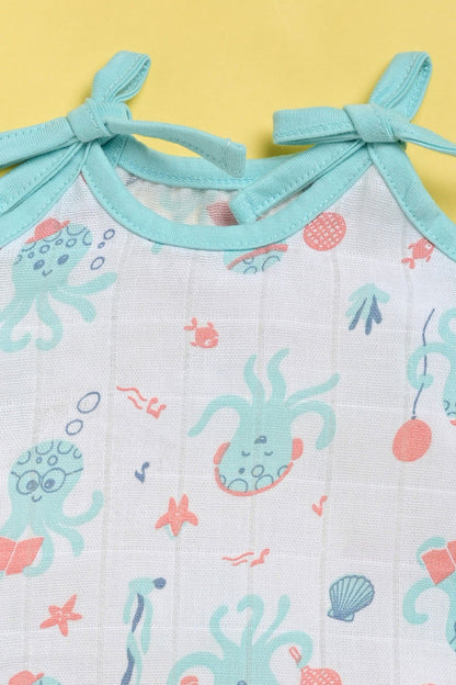 ‘Ocean Dive’ organic muslin top with knots 1 pack: Octopus - Tinycubs - 