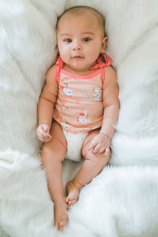 ‘Ocean Dive’ organic muslin top with knots 1 pack: Seahorse - Tinycubs - 