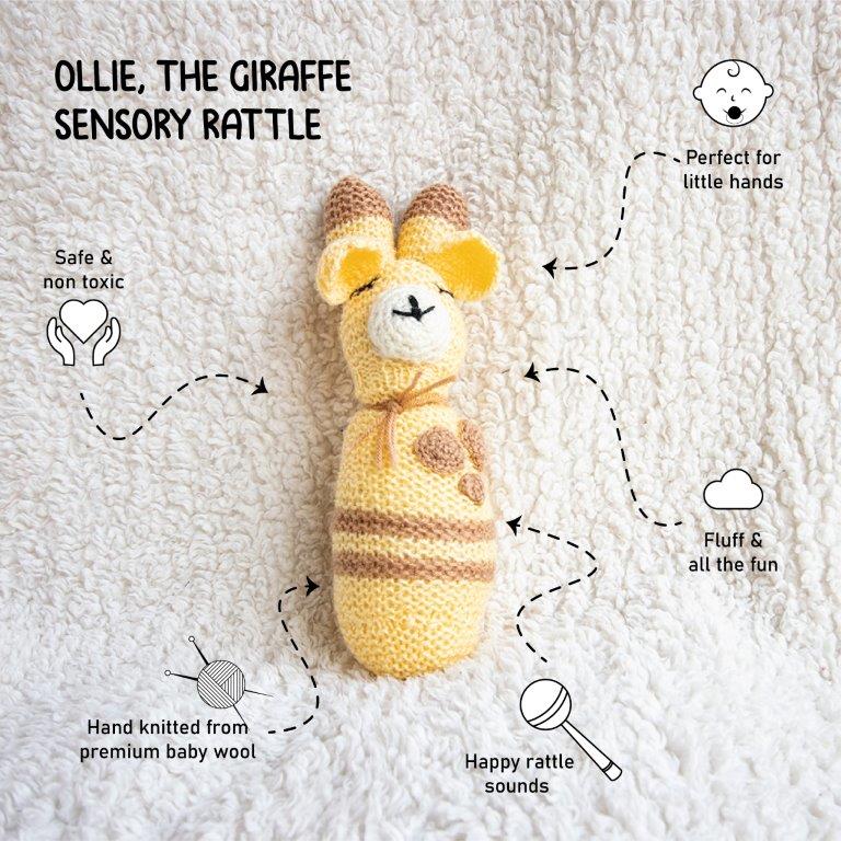 Ollie, The Giraffe Sensory Rattle - Tinycubs - 