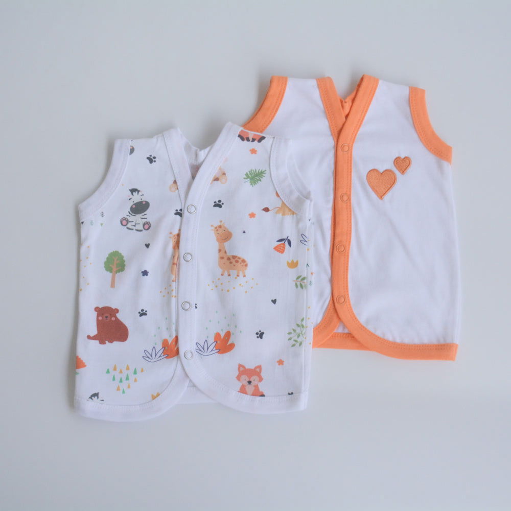 Orange Hearts - Doodle Baby Vests (Set of 2) - Tinycubs - 