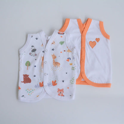 Orange Hearts - Doodle Baby Vests (Set of 2) - Tinycubs - 