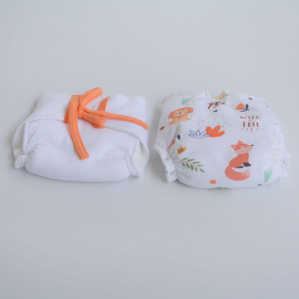Orange Hearts - Doodle Dry Nappies (Set of 2) - Tinycubs - 
