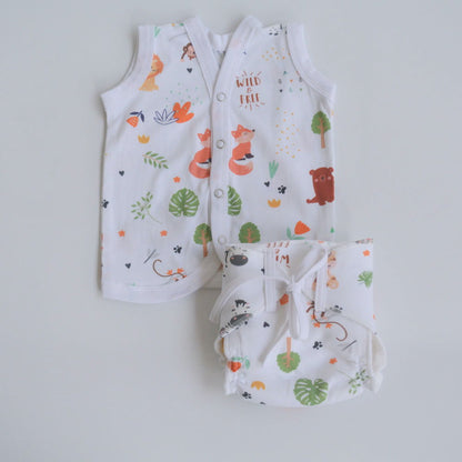 Orange Hearts - Everyday Essentials Nappy & Vest (Set of 4) - Tinycubs - 