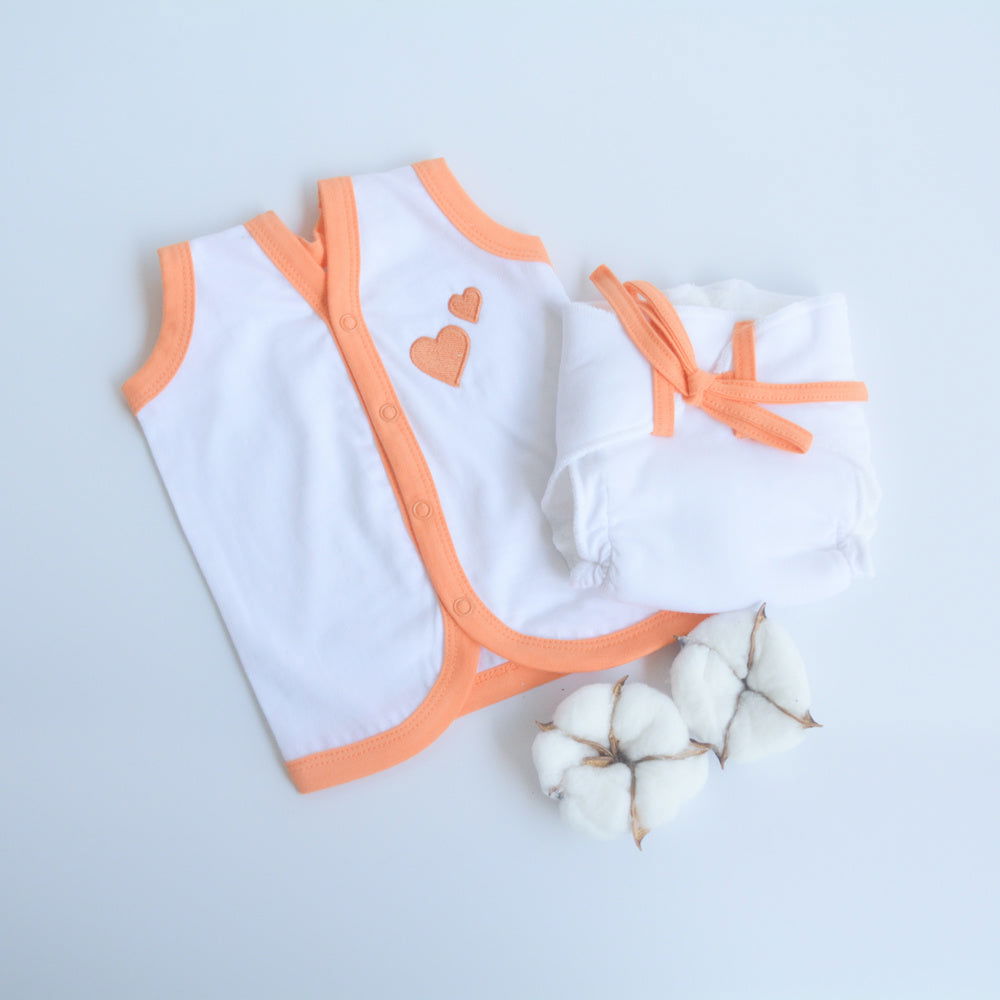 Orange Hearts Babywear Set - Tinycubs - 