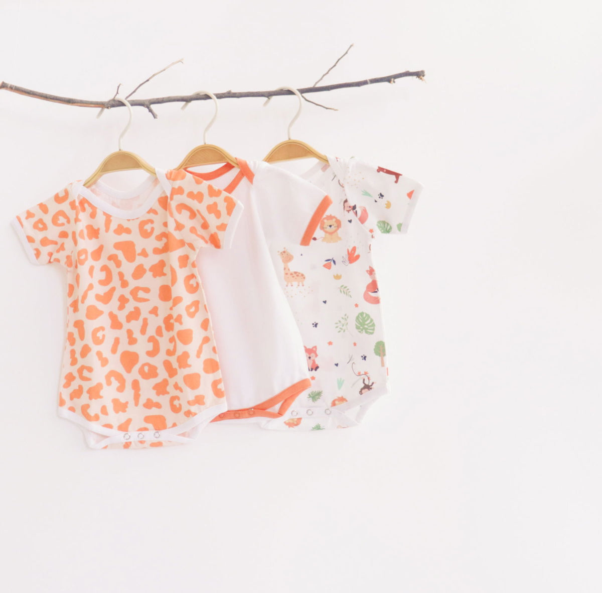 Orange Love Bodysuits - Set of 3 - Tinycubs - 