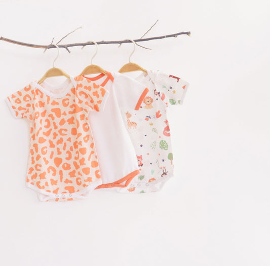 Orange Love Bodysuits - Set of 3 - Tinycubs - 