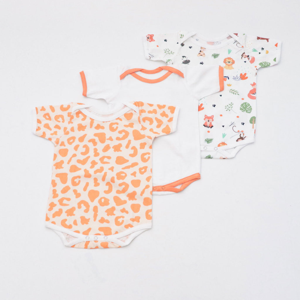 Orange Love Bodysuits - Set of 3 - Tinycubs - 