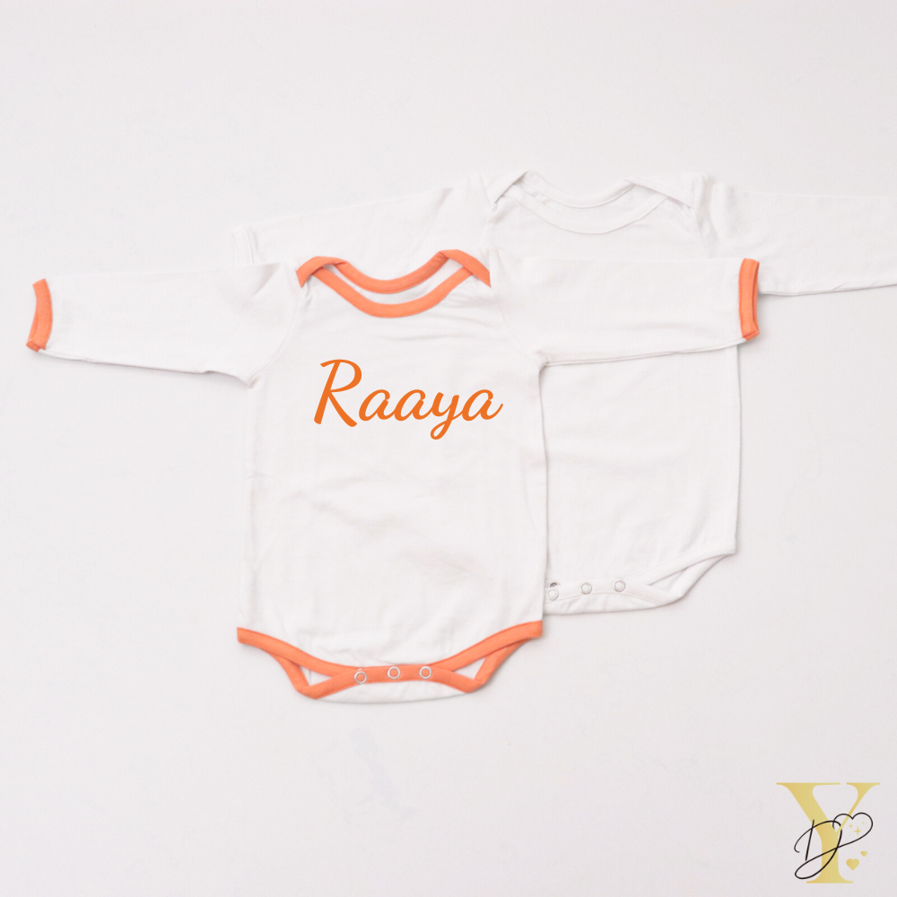 Orange Love Bodysuits (full sleeves)- Set of 2 - Tinycubs - 