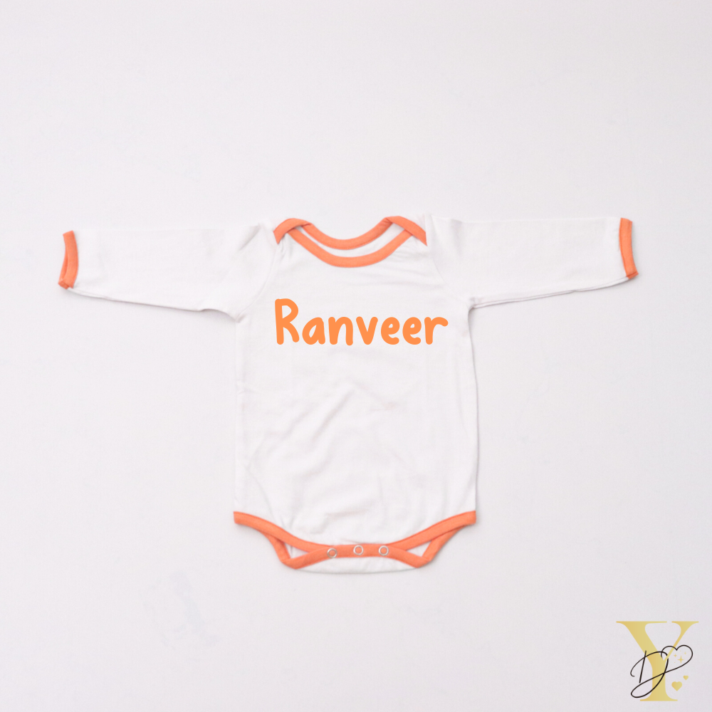 Orange Love Bodysuits (full sleeves)- Set of 2 - Tinycubs - 