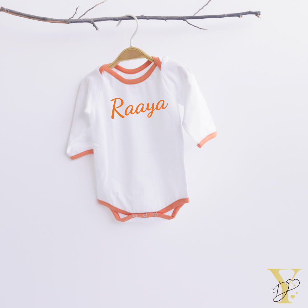 Orange Love Bodysuits (full sleeves)- Set of 2 - Tinycubs - 
