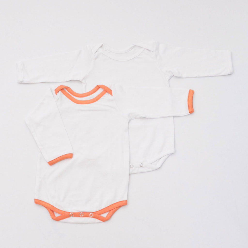 Orange Love Bodysuits (full sleeves)- Set of 2 - Tinycubs - 