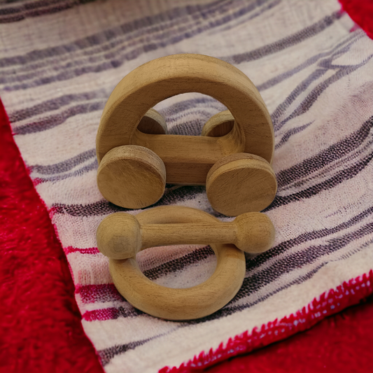 Organic Neem Combo set of Hallow Car & Dumbbell & Ring Teethers - Tinycubs - 